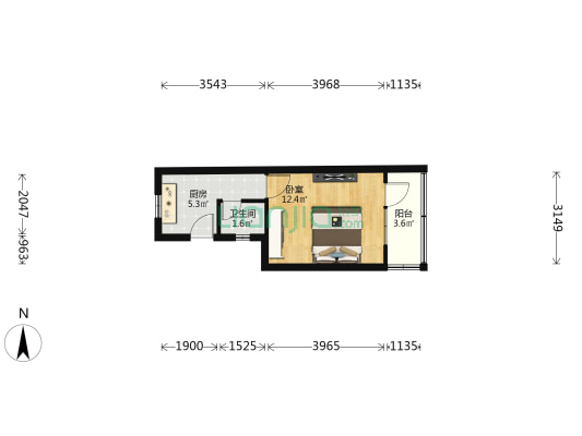 芷江中路413弄 1室0厅1卫 26平方