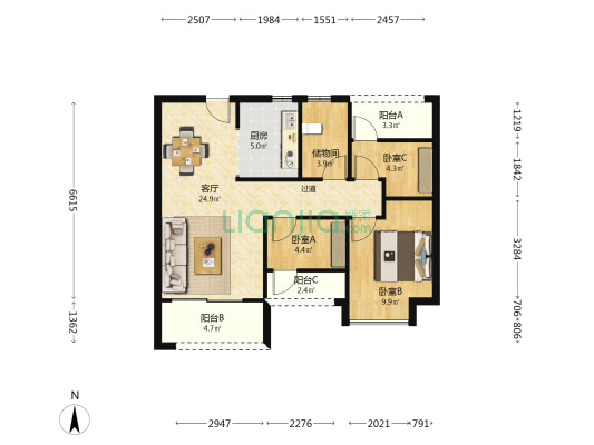 润和翰文府 3室1厅0卫 88平方