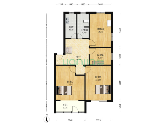 国权北路413弄 3室1厅1卫 93平方