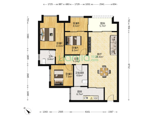 中建瑜和城 4室1厅2卫 106平方