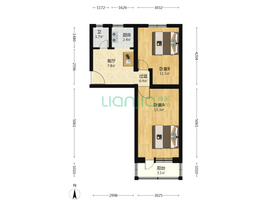 安德路59号 2室1厅1卫 56平方