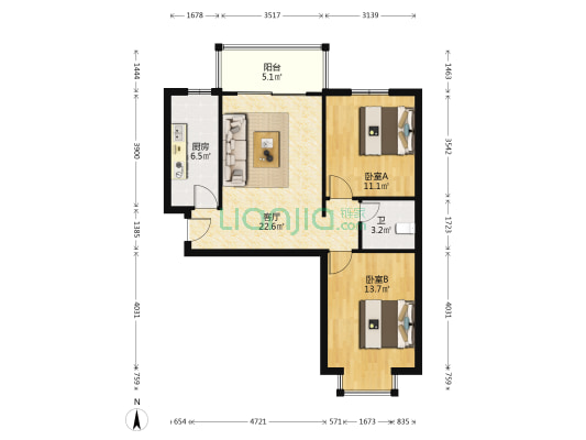 华福绿洲 2室1厅1卫 76平方