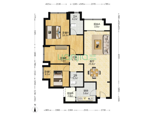 雅居乐富春山居璟黛园 3室1厅2卫 99平方