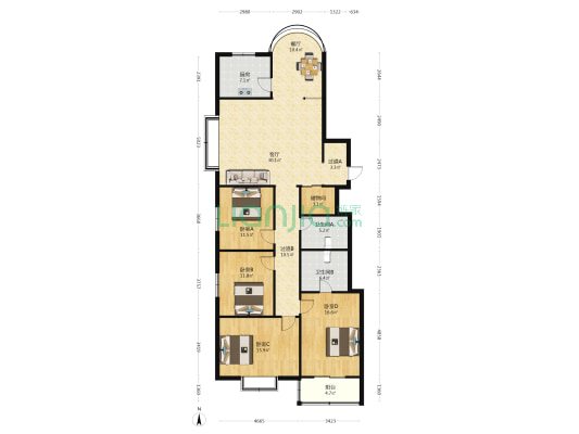 桃园新居东区 4室2厅2卫 178平方