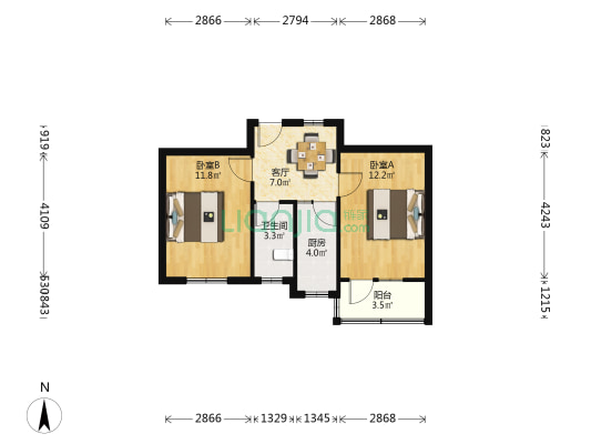 安徽省电力设计院第三生活区 2室1厅1卫 50平方