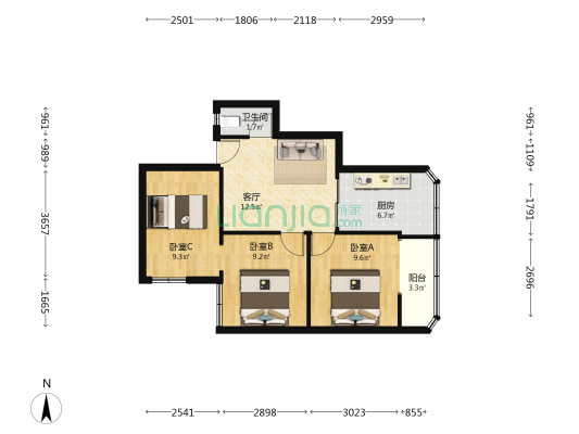 马厂子26号 3室1厅1卫 61平方