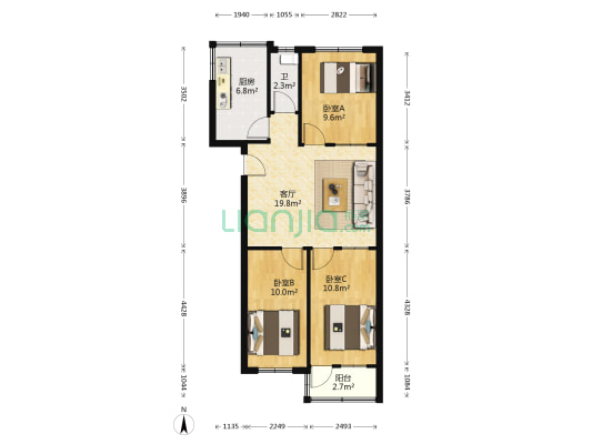 清真寺小区 3室1厅1卫 76平方