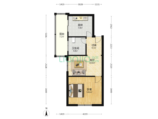 同兴里 1室1厅1卫 63平方
