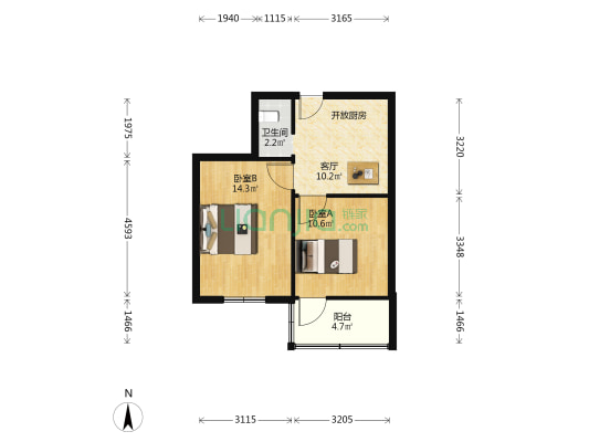 长江东路1070号 2室1厅1卫 48平方