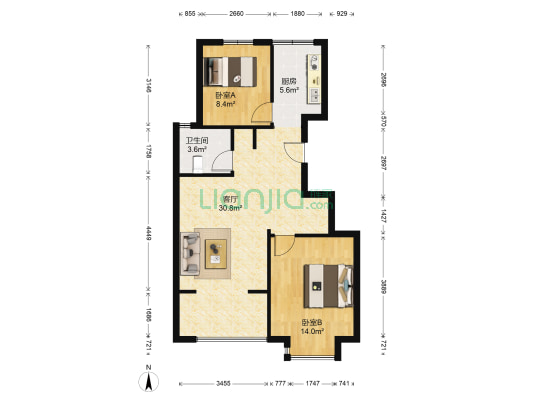 福鼎家园 2室1厅1卫 80平方