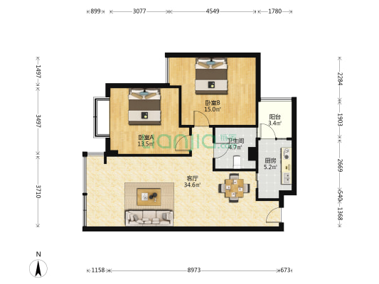 永吉苑 2室1厅1卫 93平方