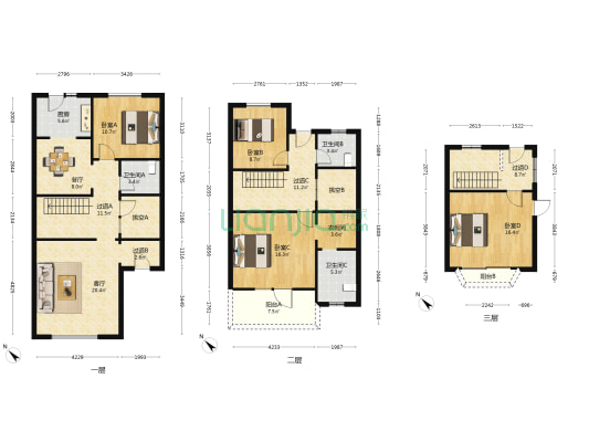 保利清能西海岸别墅 4室2厅3卫 167平方