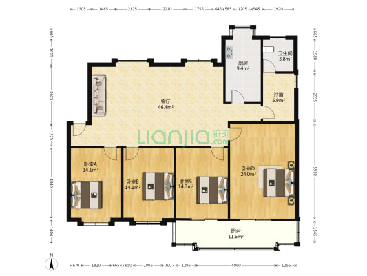 湖北省社会科学院西院宿舍区 4室1厅1卫 159平方