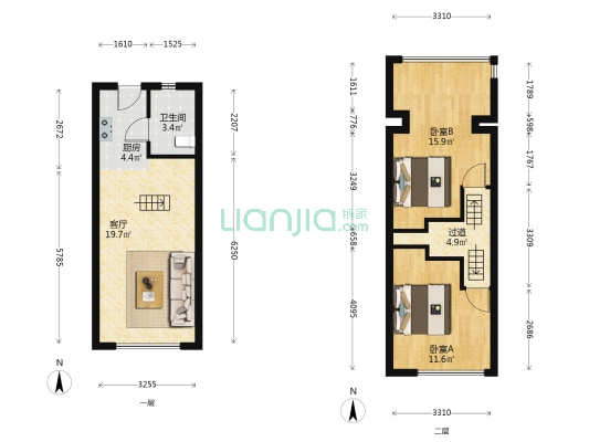 七彩商业广场 2室1厅1卫 42平方