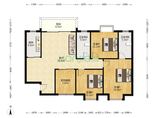 赫尔馨居 4室1厅2卫 112平方