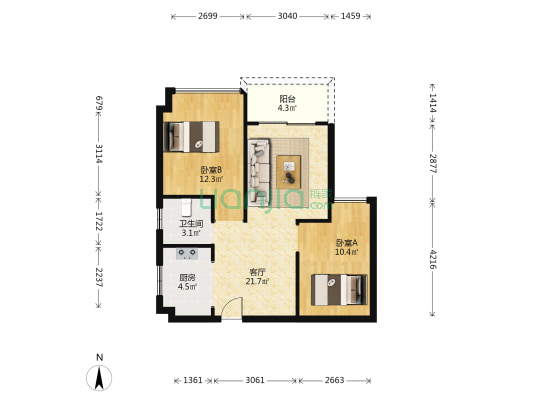 富强花园 2室1厅1卫 71平方