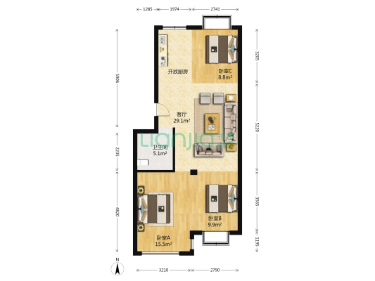 御泰苑 3室1厅1卫 89平方