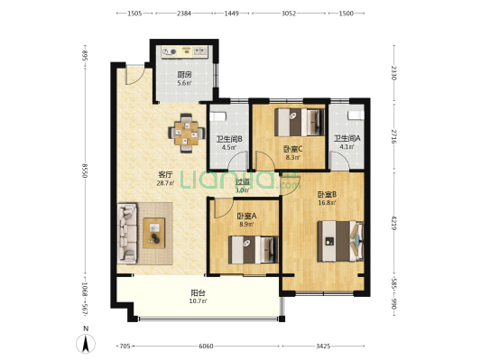碧桂园玺悦学府 3室1厅2卫 125平方