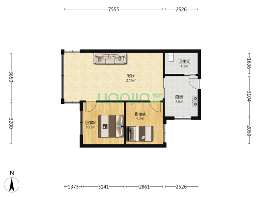 胜利街79号 2室1厅1卫 73平方