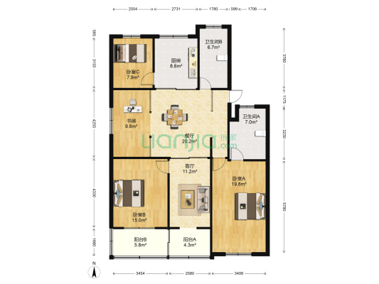 希望苑 4室2厅2卫 130平方
