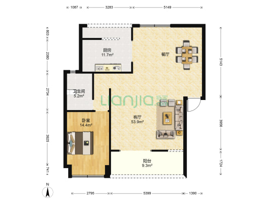 云通嘉园 1室1厅1卫 207平方