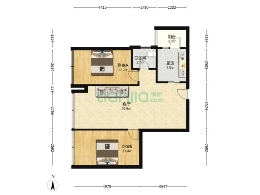 百伦广场 2室1厅1卫 76平方
