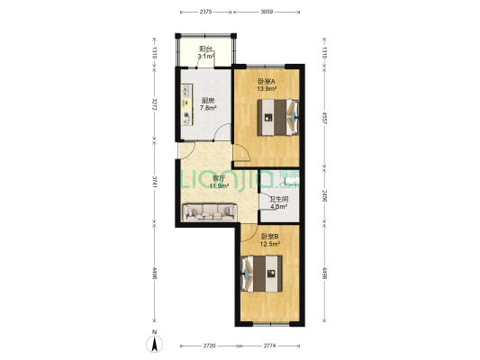 三辅街 2室1厅1卫 70平方
