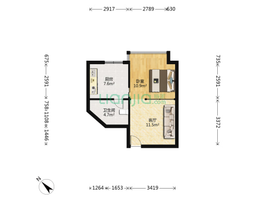 金港湾花园二期 1室1厅1卫 50平方