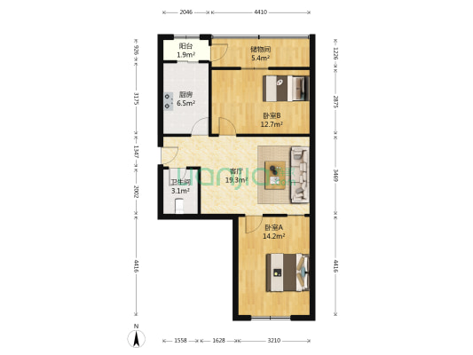 新南社区 2室1厅1卫 80平方