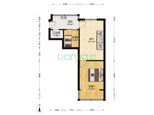 川化三村 2室1厅1卫 46平方
