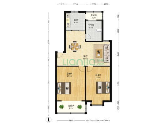 惠政新村B区 2室1厅1卫 107平方