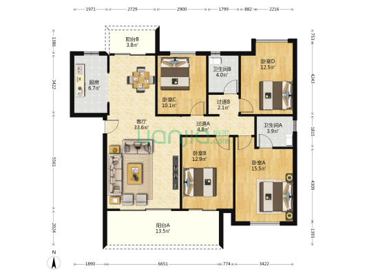 星雅韵 4室1厅2卫 154平方