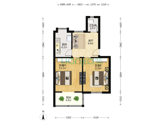 洪都四区 2室1厅1卫 60平方