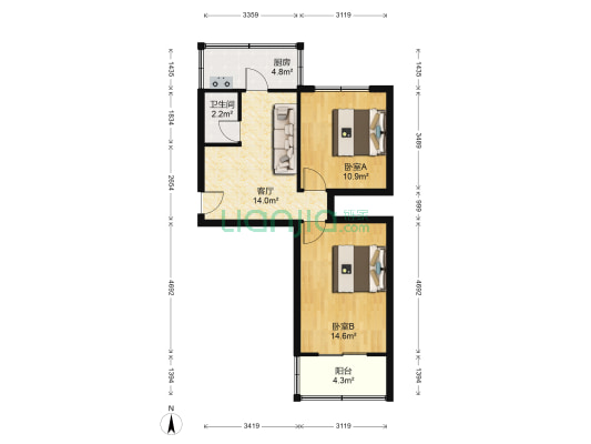八三小区 2室1厅1卫 68平方