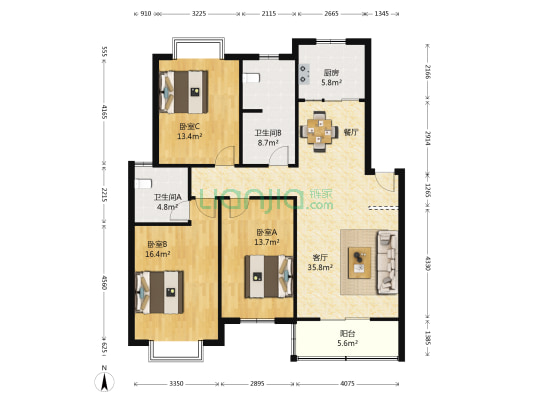 茗品仕家 3室1厅2卫 125平方
