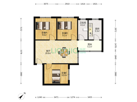 宝圣西路 3室1厅1卫 78平方