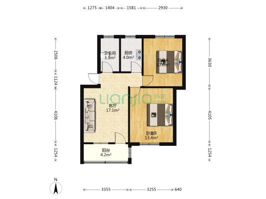 驻马店市检察院家属院 2室1厅1卫 62平方