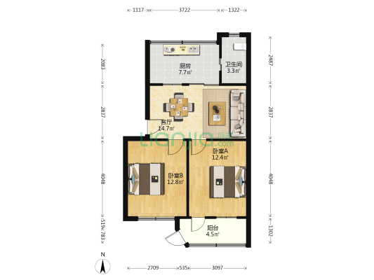 恩波社区桂花路 2室1厅1卫 59平方