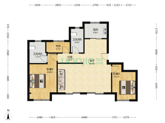 双璟华庭 3室1厅2卫 111平方