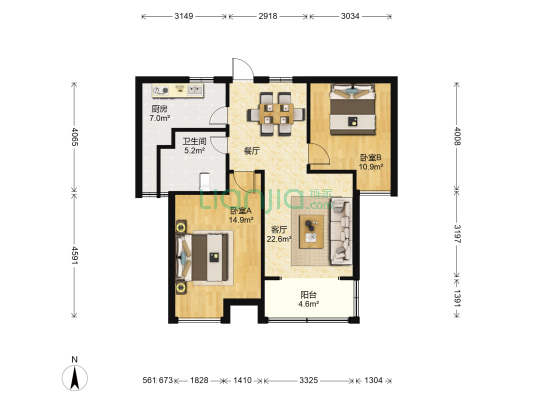 顺安南苑 2室1厅1卫 91平方