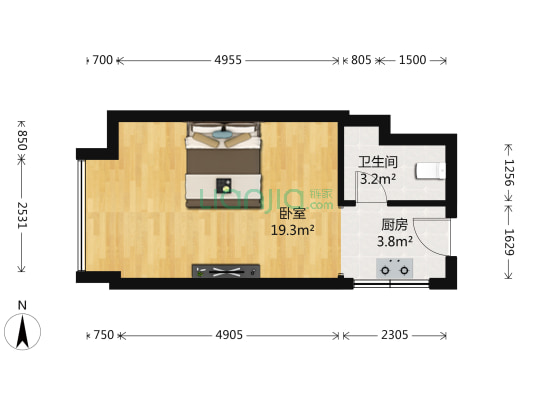 幸福里 1室0厅1卫 39平方