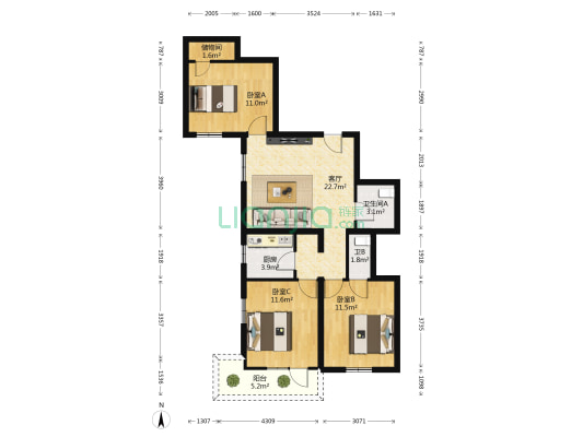 岷宫花园大厦思明 3室1厅2卫 94平方