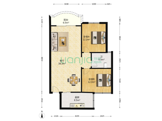 瑞凤阁小区 2室1厅1卫 92平方