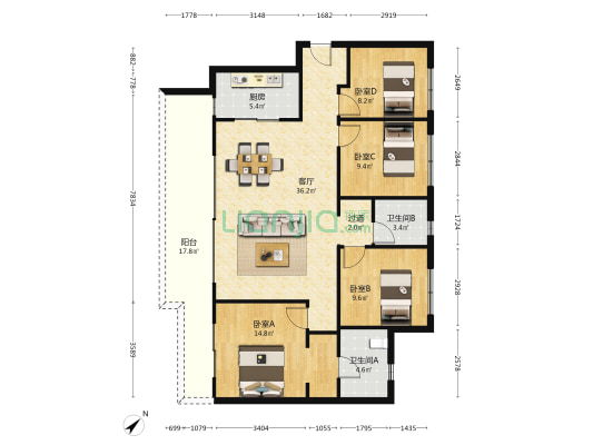 凯德玖悦华章 4室1厅2卫 141平方