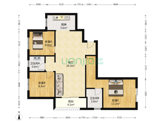 白鹭源春晓 3室1厅2卫 110平方