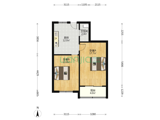 许昌路1471弄 2室0厅1卫 57平方