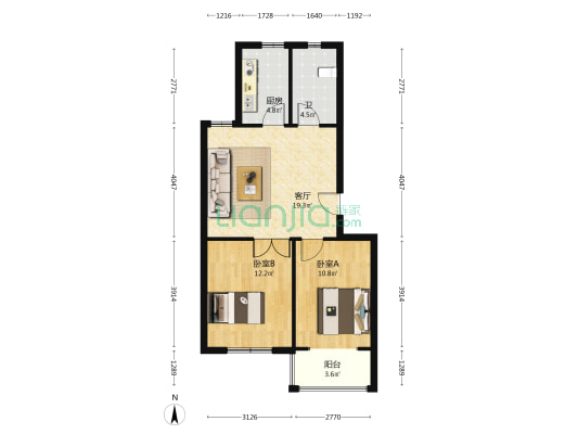 双凤山小区 2室1厅1卫 72平方