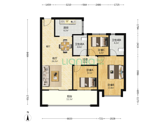 禹洲学苑 3室1厅2卫 101平方