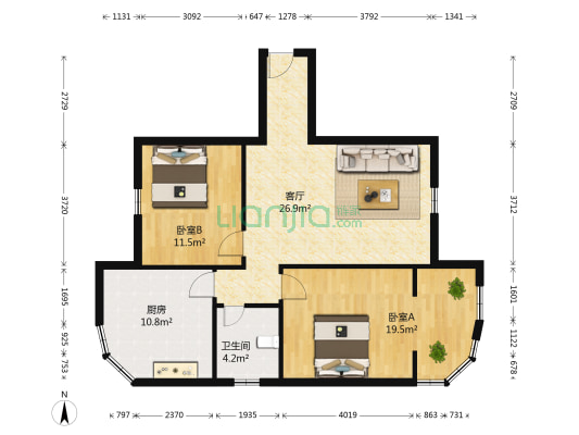 红石桥电站 2室1厅1卫 85平方