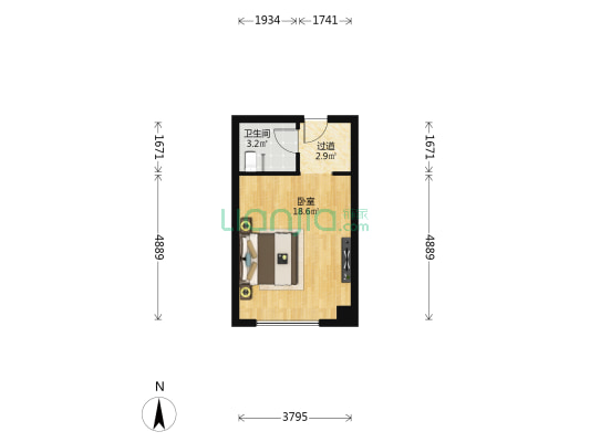 会展大厦 1室0厅1卫 36平方